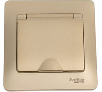 Розетка Systeme Electric Glossa Титан с заземлением, со шторками, с крышкой, IP20, в сборе SE GSL000446