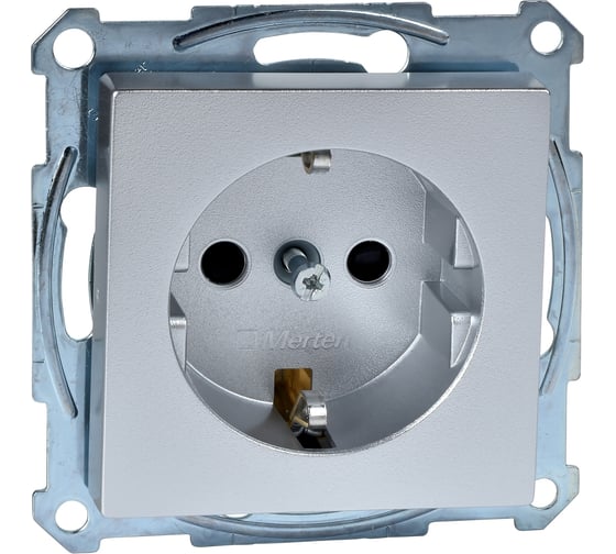 Розетка Systeme Electric Merten SM Алюминий, с заземлением, с защитными шторками SE MTN2300-0460