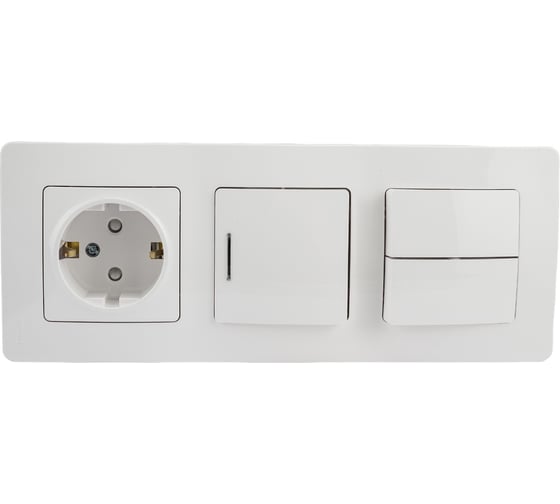 Внутренний блок Systeme Electric Blanca розетка с заземлением 16А, 250В+1-клавишный выключатель+2-клавишный выключатель SE BLNBS101211