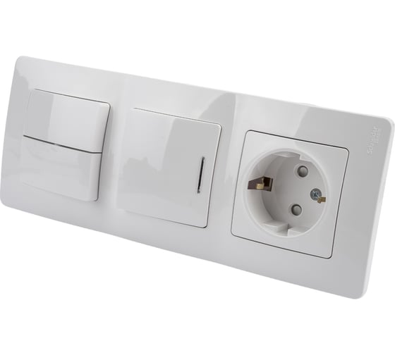 Внутренний блок Systeme Electric Blanca розетка с заземлением 16А, 250В+1-клавишный выключатель+2-клавишный выключатель SE BLNBS101211