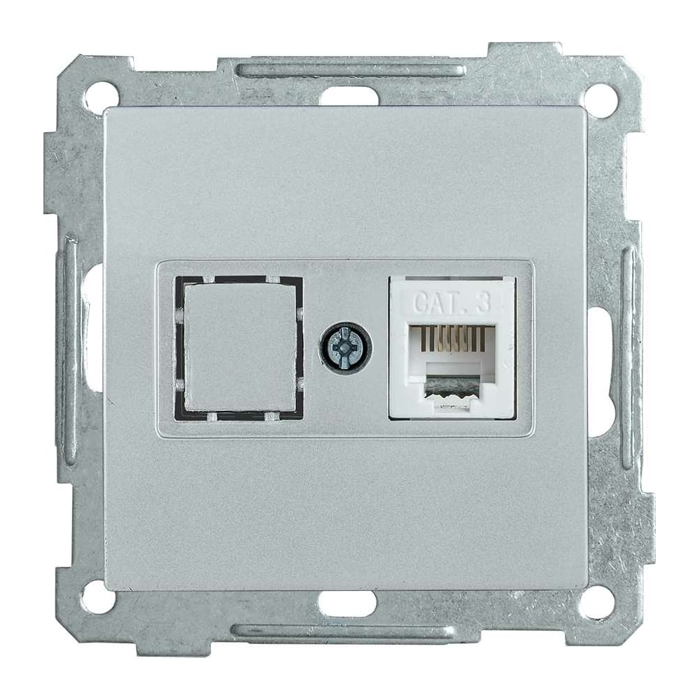 Телефонная розетка IEK РТ12-1-Б RJ12 BOLERO серебряный ETB10-K23 ...