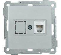 Телефонная розетка IEK РТ12-1-Б RJ12 BOLERO серебряный ETB10-K23