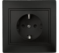 Розетка Intro Plano 1-202-05 с заземлением 2P+E Schuko, 16А-250В, IP20, СУ, антрацит, Б0053881