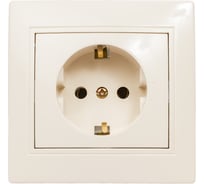 Розетка Intro Plano 1-202-02 с заземлением 2P+E Schuko, 16А-250В, IP20, СУ, слоновая кость, Б0053876