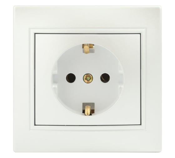 Розетка Intro Plano 1-202-06 с заземлением 2P+E Schuko, 16А-250В, IP20, СУ, перламутр, Б0053883 1