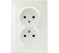 Двойная розетка Intro Plano 1-204-06 без заземления 2x2P, 16А-250В, IP20, СУ, перламутр, Б0053912