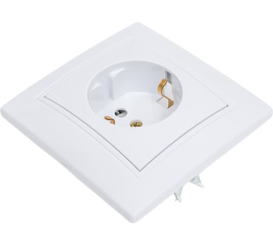 Розетка Intro Plano 1-202-01 с заземлением 2P+E Schuko, 16А-250В, IP20, СУ, белый, Б0053874