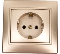 Розетка Intro Plano 1-202-04 с заземлением 2P+E Schuko, 16А-250В, IP20, СУ, шампань, Б0053879