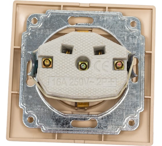 Розетка Intro Plano 1-202-04 с заземлением 2P+E Schuko, 16А-250В, IP20, СУ, шампань, Б0053879