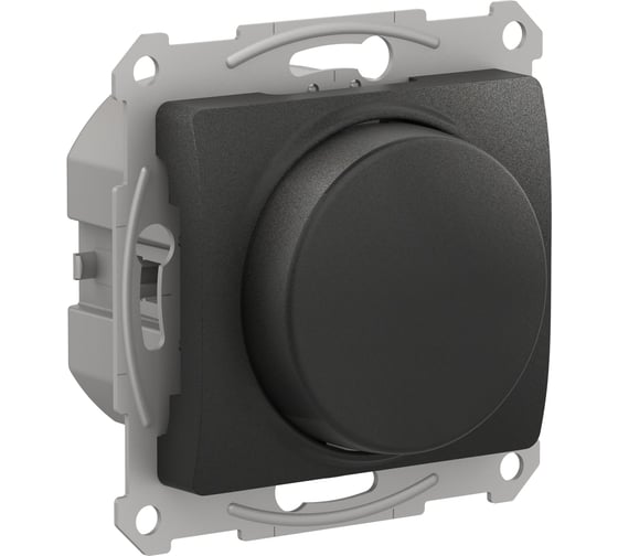 Поворотно-нажимной светорегулятор-диммер Systeme Electric Glossa LED, RC, 315Вт, мех., антрацит GSL000730
