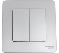 2-клавишный переключатель Systeme Electric Blanca с/у алюминий, 10А BLNVS106603