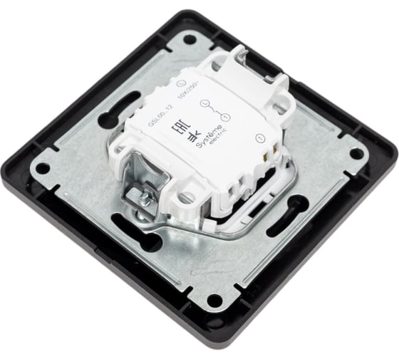 1-клавишный выключатель Systeme Electric Glossa Графит сх.1, 10AX (в сборе с рамкой) GSL001312