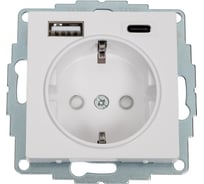 Розетка Systeme Electric AtlasDesign 16А с 2 Usb A+A, 5В/2,4 А, 2x5В/1,2 А белый ATN000132