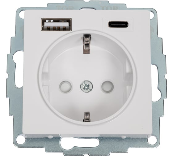 Розетка Systeme Electric AtlasDesign 16А с 2 Usb A+A, 5В/2,4 А, 2x5В/1,2 А белый ATN000132 1