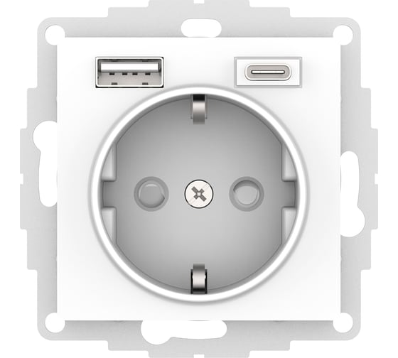 Розетка Systeme Electric AtlasDesign 16А с 2 Usb A+A, 5В/2,4 А, 2x5В/1,2 А белый ATN000132