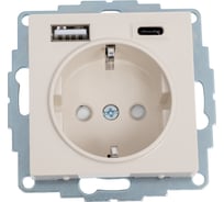 Розетка Systeme Electric (Schneider Electric) ATLASDESIGN 16А c 2 USB A+C, 5В/2,4А/3,0А, 2x5В/1,5А, механизм, бежевый ATN000232