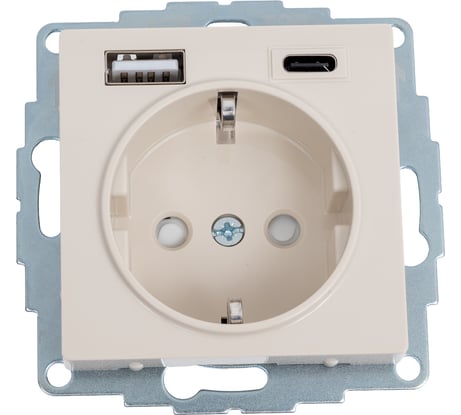 Розетка Systeme Electric (Schneider Electric) ATLASDESIGN 16А c 2 USB A+C, 5В/2,4А/3,0А, 2x5В/1,5А, механизм, бежевый ATN000232