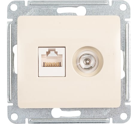 Розетка Systeme Electric Glossa бежевый TV+RJ45, кат.5E GSL000289