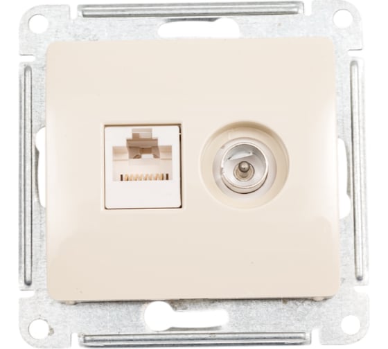 Розетка Systeme Electric Glossa бежевый TV+RJ45, кат.5E GSL000289
