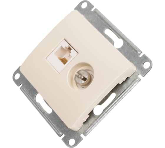 Розетка Systeme Electric Glossa бежевый TV+RJ45, кат.5E GSL000289
