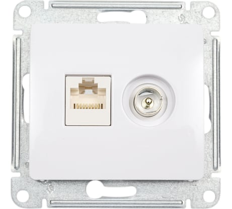Розетка Systeme Electric Glossa белый TV+RJ45, кат.5E GSL000189
