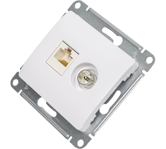 Розетка Systeme Electric Glossa белый TV+RJ45, кат.5E GSL000189