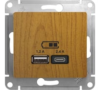 Розетка Systeme Electric Glossa Дерево USB A+С, 5В/2,4А, 2x5В/1,2 А GSL000539