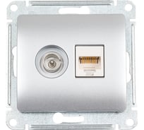 Двойная ТВ + компьютерная розетка Systeme Electric Glossa RJ45, кат. 5Е, механизм, алюминий GSL000389