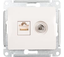 Двойная ТВ + компьютерная розетка Systeme Electric Glossa RJ45, кат. 5Е, механизм, молочный GSL000989
