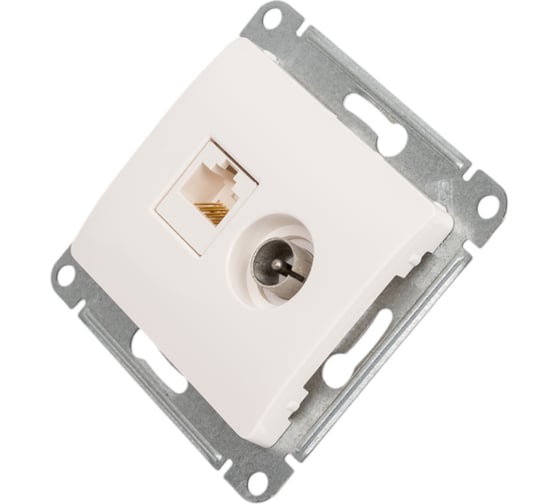 Двойная ТВ + компьютерная розетка Systeme Electric Glossa RJ45, кат. 5Е, механизм, молочный GSL000989