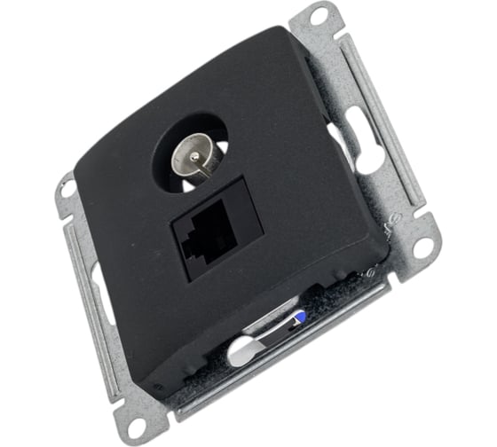 Двойная ТВ + компьютерная розетка Systeme Electric Glossa RJ45, кат. 5Е, механизм, антрацит GSL000789