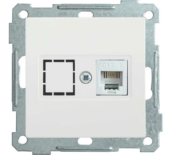 Компьютерная розетка IEK BOLERO РК10-1-Б RJ45, Cat 5e, белый EKB15-01-K01