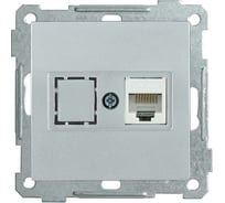 Компьютерная розетка IEK BOLERO РК10-1-Б RJ45, Cat 5e, серебро EKB15-01-K23