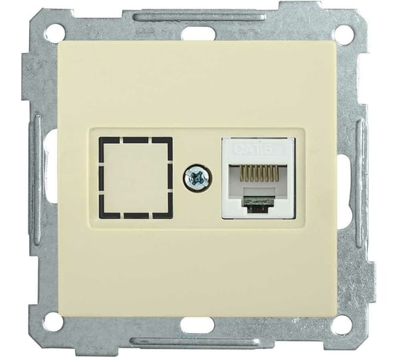 Компьютерная розетка IEK BOLERO РК10-1-Б RJ45 Cat 5e, кремовый EKB15-01-K33 1