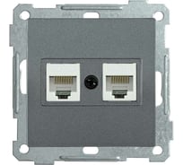 2-ая компьютерная розетка IEK BOLERO РК10-2-Б RJ45, Cat 5e, антрацит EKB25-K95
