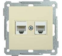 2-ая компьютерная розетка IEK BOLERO РК10-2-Б RJ45, Cat 5e, кремовый EKB25-K33