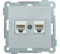 2-ая компьютерная розетка IEK BOLERO РК10-2-Б RJ45, Cat 5e, серебряный EKB25-K23