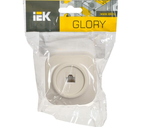 1-ая компьютерная розетка IEK GLORY РК10-ХК открытой установки, кремовый EKH10-K33