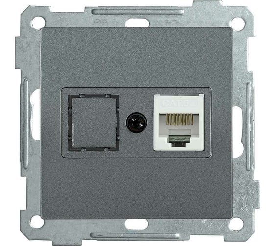 Компьютерная розетка IEK BOLERO РК11-1-Б RJ45, Cat 6, антрацит EKB16-01-K95