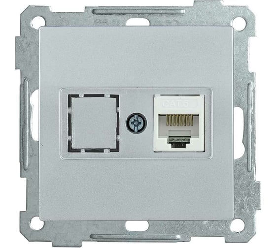 Компьютерная розетка IEK BOLERO РК11-1-Б RJ45, Cat 6, серебро EKB16-01-K23 1