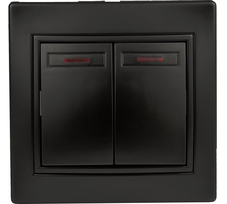 Выключатель Intro Plano 1-105-05 двухклавишный с подсветкой, 10А-250В, IP20, СУ, антрацит, Б0053780