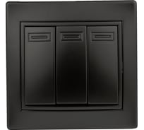 Выключатель Intro Plano 1-106-05 тройной, 10А-250В, IP20, СУ, антрацит, Б0053795