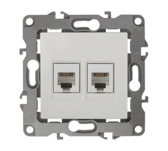 Телефонная розетка ЭРА 12-3106-02 двойная 2XRJ11, IP20, слоновая кость, Б0014718