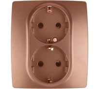 Розетка ЭРА 12-2104-14 2x2P+E Schuko со шторками, 16A-250В, IP20, медь, Б0019333
