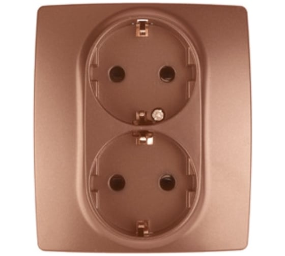 Розетка ЭРА 12-2104-14 2x2P+E Schuko со шторками, 16A-250В, IP20, медь, Б0019333