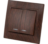 2-клавишный выключатель TDM ELECTRIC с подсветкой 10А "ЭКО" (бук) "Таймыр" SQ1814-0305