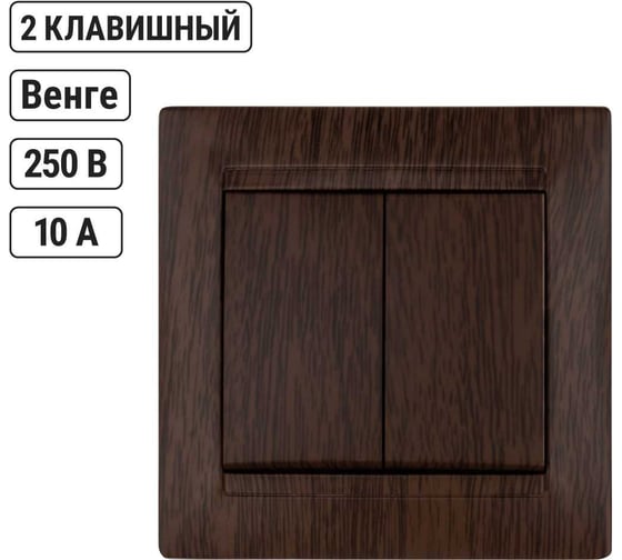 2-х клавишный выключатель TDM ELECTRIC Лама 10А венге SQ1815-0402