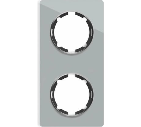 Стеклянная рамка OneKeyElectro Garda (для серии Florence) 2 поста, вертикальная, цвет серый 2234948