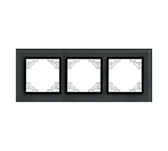 Рамка EKF Минск 3-местная стеклянная черная Basic ERM-G-403-70