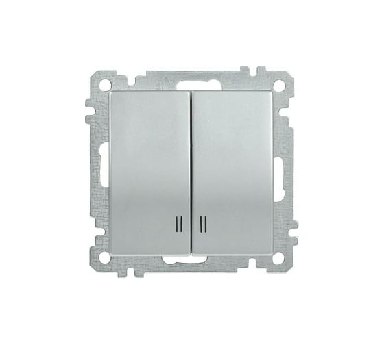 Выключатель IEK ВС10-2-1-Б 2 клавишный с индикацией 10А BOLERO серебр. EVB21-K23-10